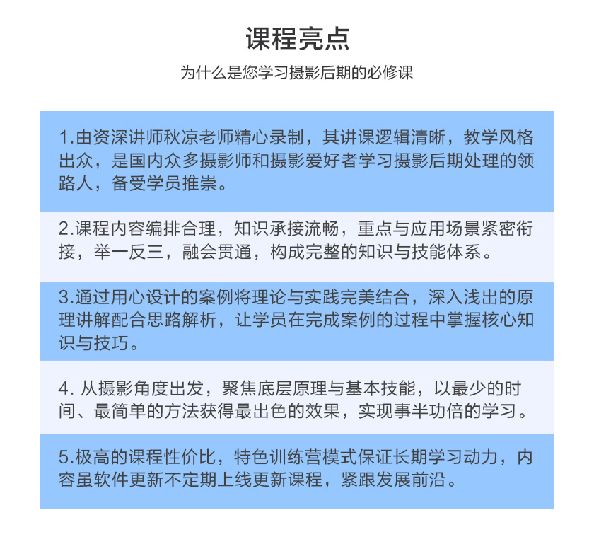 Photoshoph邂逅Lightroom摄影后期处理教程:课程亮点