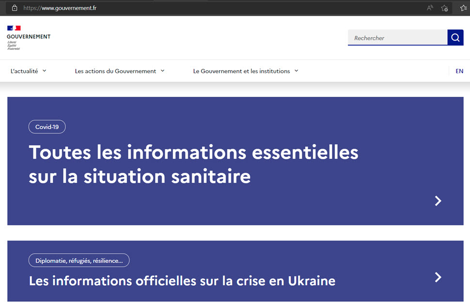法国政府网站首页