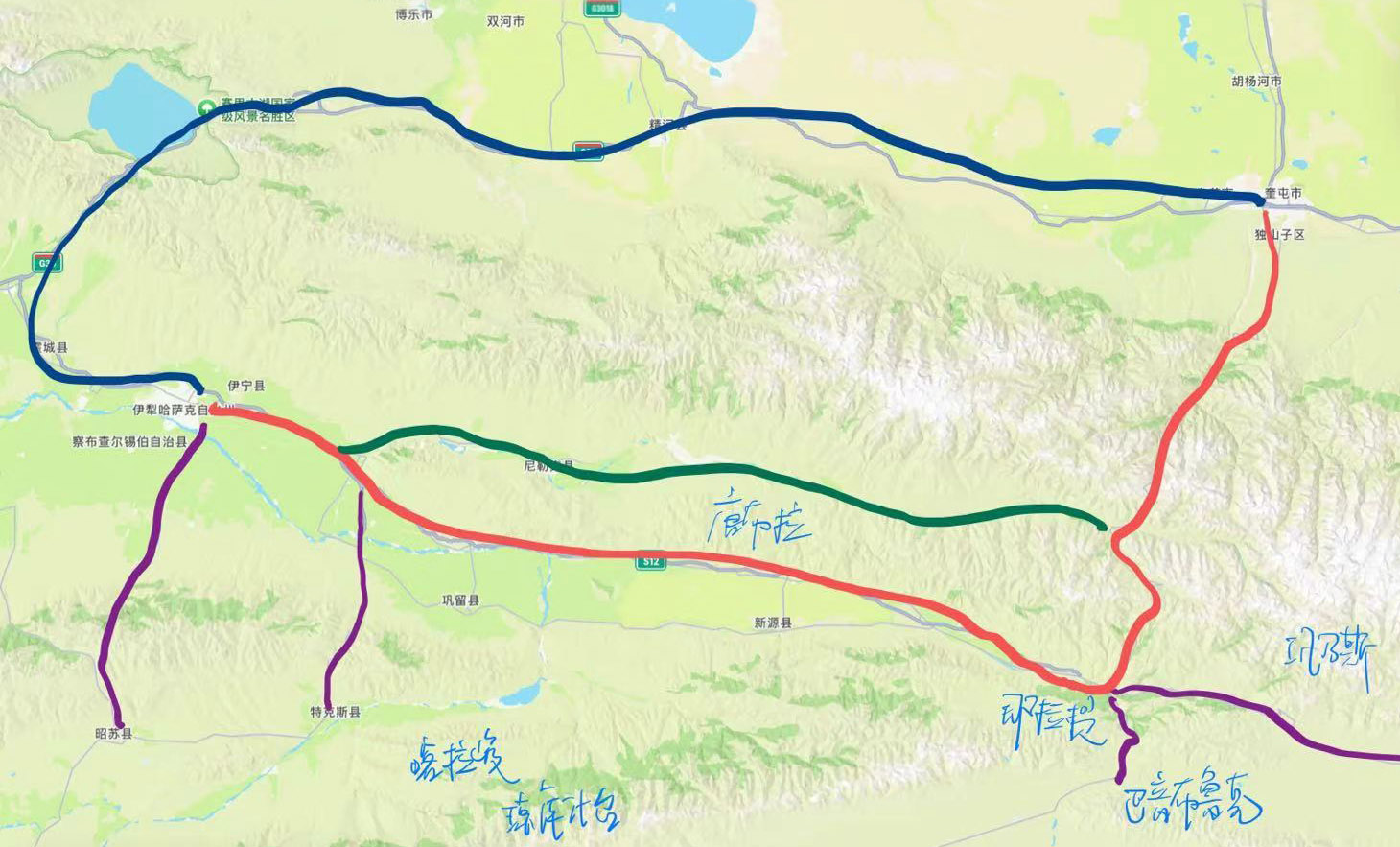 秋凉的伊犁旅行地图